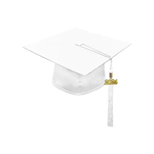 Matte White High School Cap Tassel Graduation Caps