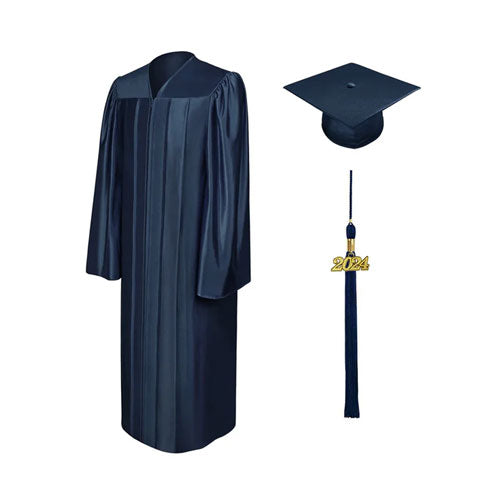 Shiny Navy Blue Bachelors Cap Gown College University