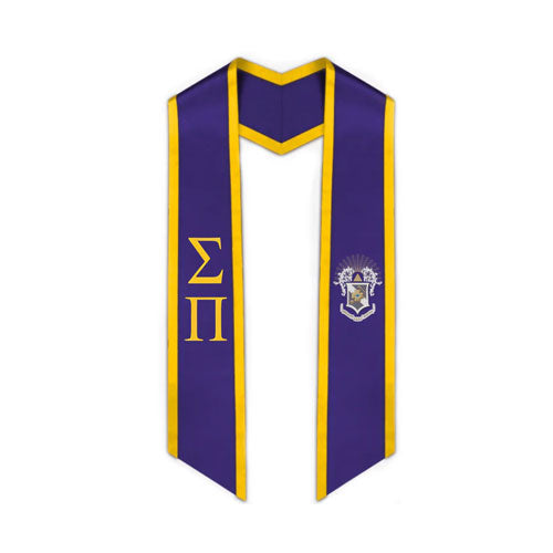 Sigma Pi Trimmed Greek Lettered Graduation Stole w/ Crest