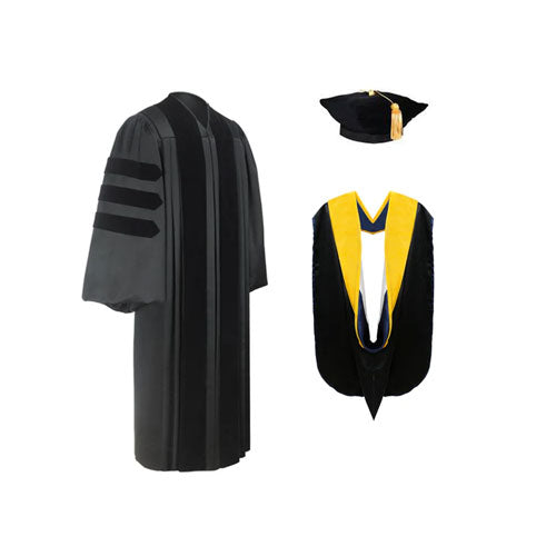 Deluxe Doctoral Graduation Tam, Gown & Hood Package