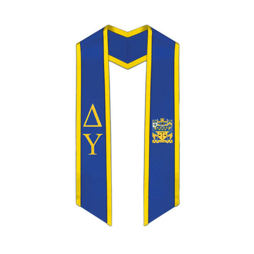 Delta Upsilon Trimmed Greek Lettered Graduation Stole w/ Crest